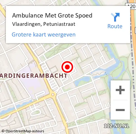 Locatie op kaart van de 112 melding: Ambulance Met Grote Spoed Naar Vlaardingen, Petuniastraat op 8 augustus 2017 15:00