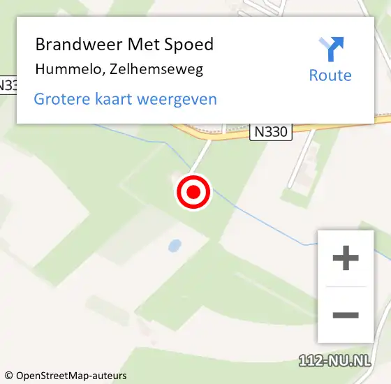 Locatie op kaart van de 112 melding: Brandweer Met Spoed Naar Hummelo, Zelhemseweg op 8 augustus 2017 15:08