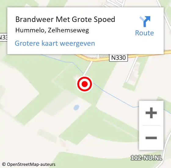 Locatie op kaart van de 112 melding: Brandweer Met Grote Spoed Naar Hummelo, Zelhemseweg op 8 augustus 2017 15:09