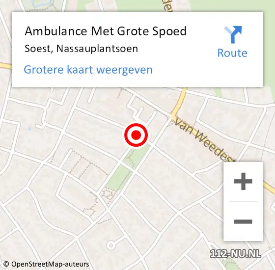 Locatie op kaart van de 112 melding: Ambulance Met Grote Spoed Naar Soest, Nassauplantsoen op 8 augustus 2017 15:18