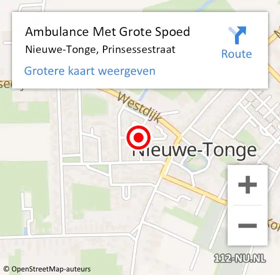 Locatie op kaart van de 112 melding: Ambulance Met Grote Spoed Naar Nieuwe-Tonge, Prinsessestraat op 8 augustus 2017 15:40