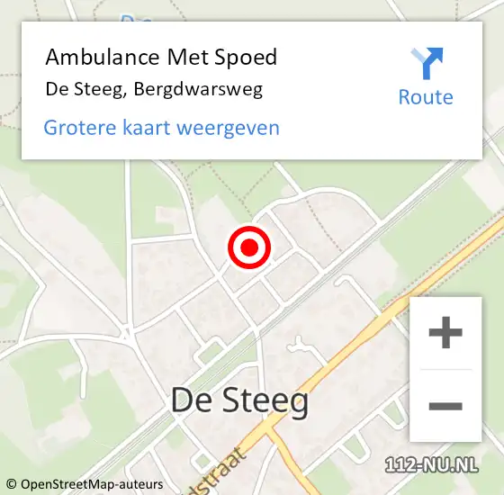 Locatie op kaart van de 112 melding: Ambulance Met Spoed Naar De Steeg, Bergdwarsweg op 8 augustus 2017 15:44