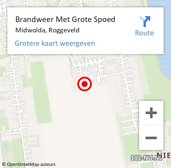 Locatie op kaart van de 112 melding: Brandweer Met Grote Spoed Naar Midwolda, Roggeveld op 8 augustus 2017 16:03