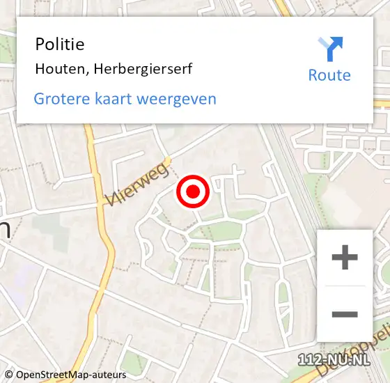 Locatie op kaart van de 112 melding: Politie Houten, Herbergierserf op 8 augustus 2017 16:10