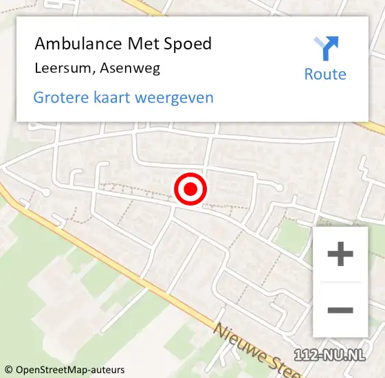 Locatie op kaart van de 112 melding: Ambulance Met Spoed Naar Leersum, Asenweg op 8 augustus 2017 17:43