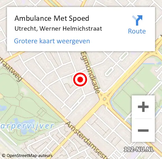 Locatie op kaart van de 112 melding: Ambulance Met Spoed Naar Utrecht, Werner Helmichstraat op 8 augustus 2017 18:45