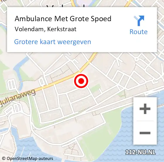 Locatie op kaart van de 112 melding: Ambulance Met Grote Spoed Naar Volendam, Kerkstraat op 8 augustus 2017 18:48