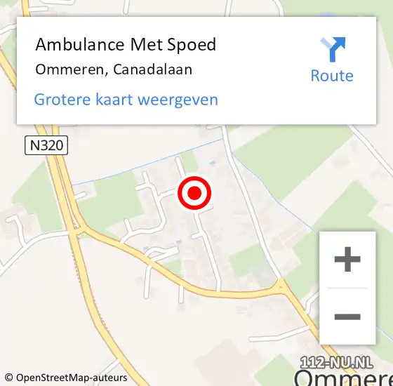 Locatie op kaart van de 112 melding: Ambulance Met Spoed Naar Ommeren, Canadalaan op 8 augustus 2017 18:56