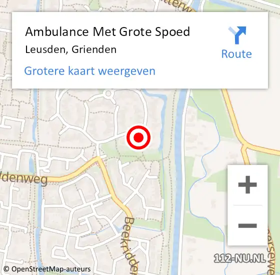 Locatie op kaart van de 112 melding: Ambulance Met Grote Spoed Naar Leusden, Grienden op 8 augustus 2017 19:16