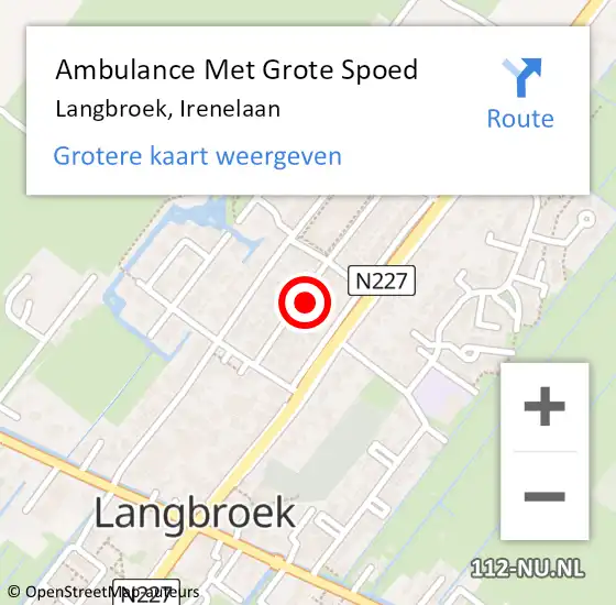 Locatie op kaart van de 112 melding: Ambulance Met Grote Spoed Naar Langbroek, Irenelaan op 8 augustus 2017 19:36