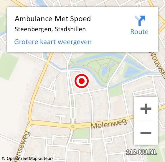 Locatie op kaart van de 112 melding: Ambulance Met Spoed Naar Steenbergen, Stadshillen op 8 augustus 2017 19:41