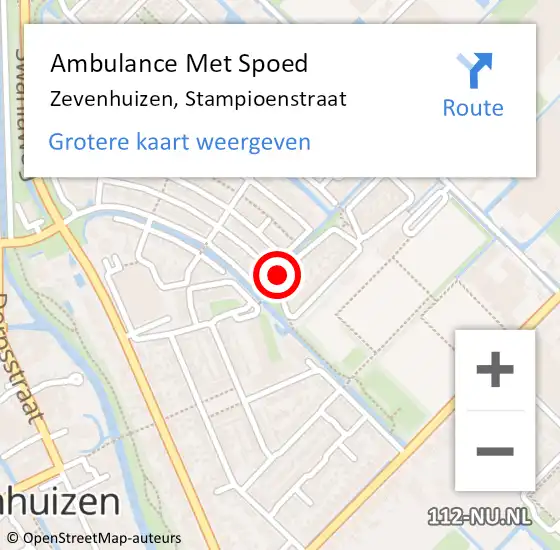 Locatie op kaart van de 112 melding: Ambulance Met Spoed Naar Zevenhuizen, Stampioenstraat op 8 augustus 2017 19:50