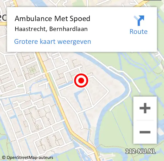 Locatie op kaart van de 112 melding: Ambulance Met Spoed Naar Haastrecht, Bernhardlaan op 8 augustus 2017 19:56