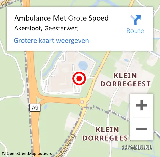 Locatie op kaart van de 112 melding: Ambulance Met Grote Spoed Naar Akersloot, Geesterweg op 8 augustus 2017 20:14