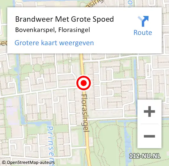 Locatie op kaart van de 112 melding: Brandweer Met Grote Spoed Naar Bovenkarspel, Florasingel op 8 augustus 2017 20:17