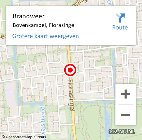 Locatie op kaart van de 112 melding: Brandweer Bovenkarspel, Florasingel op 8 augustus 2017 20:19