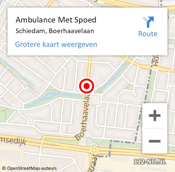 Locatie op kaart van de 112 melding: Ambulance Met Spoed Naar Schiedam, Boerhaavelaan op 8 augustus 2017 21:03
