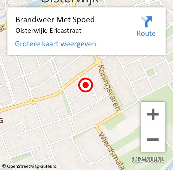 Locatie op kaart van de 112 melding: Brandweer Met Spoed Naar Oisterwijk, Ericastraat op 8 augustus 2017 21:21