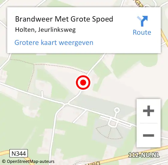 Locatie op kaart van de 112 melding: Brandweer Met Grote Spoed Naar Holten, Jeurlinksweg op 8 augustus 2017 21:45