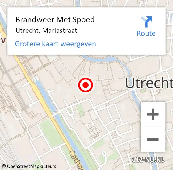 Locatie op kaart van de 112 melding: Brandweer Met Spoed Naar Utrecht, Mariastraat op 8 augustus 2017 23:20