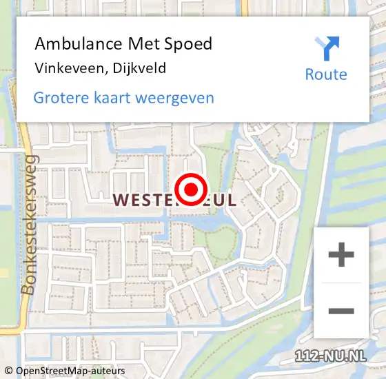 Locatie op kaart van de 112 melding: Ambulance Met Spoed Naar Vinkeveen, Dijkveld op 8 augustus 2017 23:28