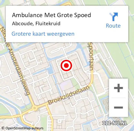 Locatie op kaart van de 112 melding: Ambulance Met Grote Spoed Naar Abcoude, Fluitekruid op 8 augustus 2017 23:33