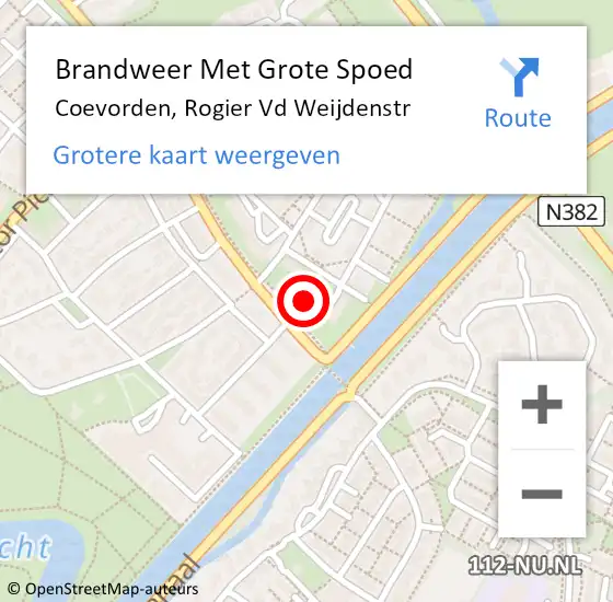 Locatie op kaart van de 112 melding: Brandweer Met Grote Spoed Naar Coevorden, Rogier Vd Weijdenstr op 8 augustus 2017 23:45