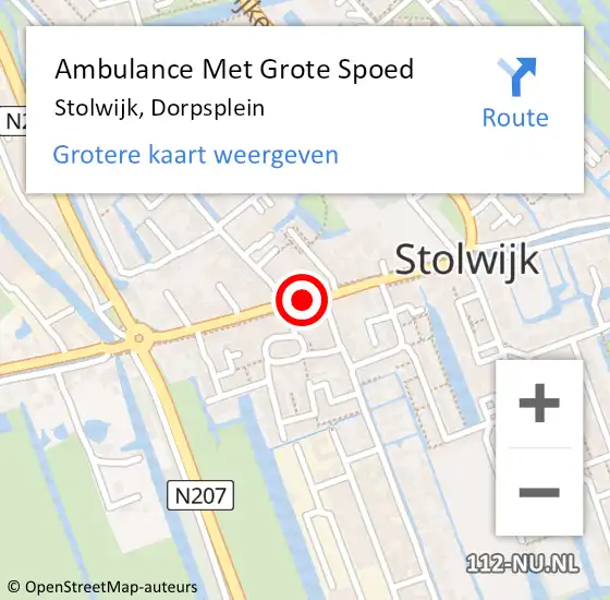 Locatie op kaart van de 112 melding: Ambulance Met Grote Spoed Naar Stolwijk, Dorpsplein op 9 augustus 2017 01:46