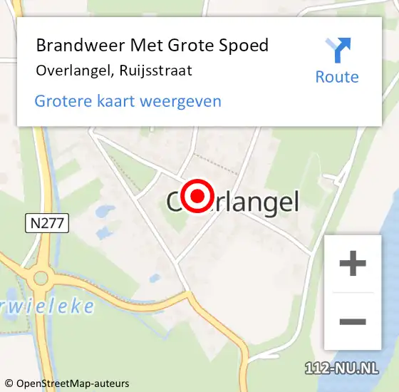 Locatie op kaart van de 112 melding: Brandweer Met Grote Spoed Naar Overlangel, Ruijsstraat op 9 augustus 2017 03:52