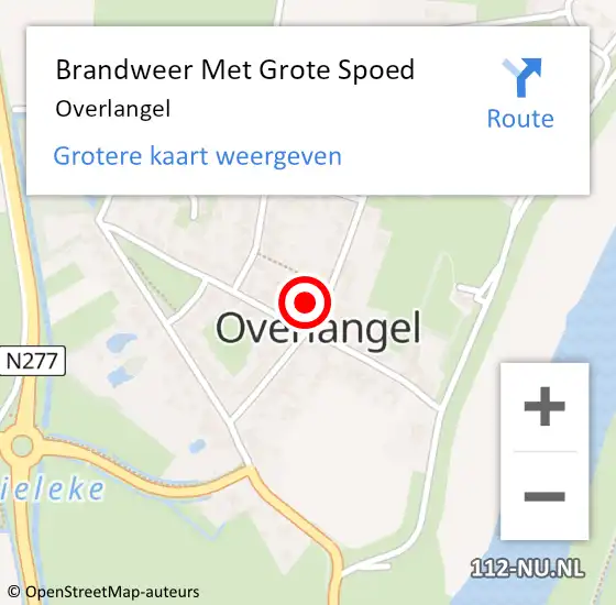 Locatie op kaart van de 112 melding: Brandweer Met Grote Spoed Naar Overlangel op 9 augustus 2017 03:53