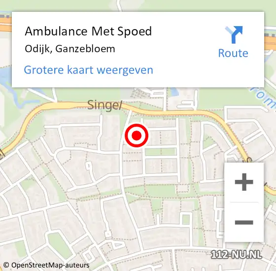 Locatie op kaart van de 112 melding: Ambulance Met Spoed Naar Odijk, Ganzebloem op 9 augustus 2017 04:10