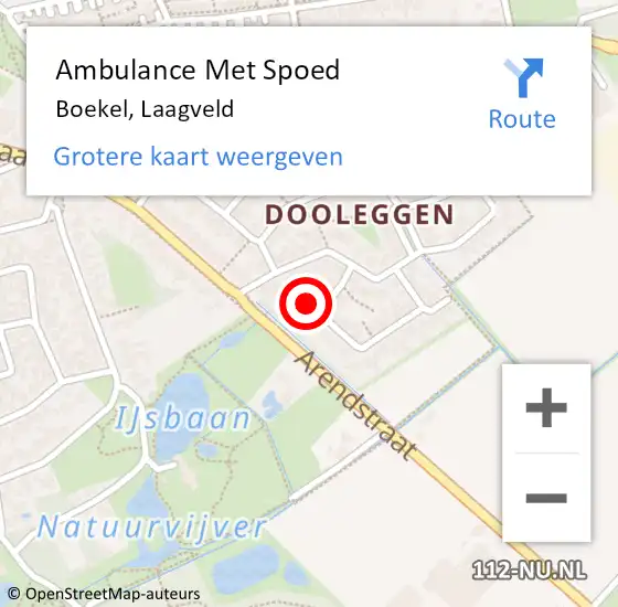 Locatie op kaart van de 112 melding: Ambulance Met Spoed Naar Boekel, Laagveld op 9 augustus 2017 04:53