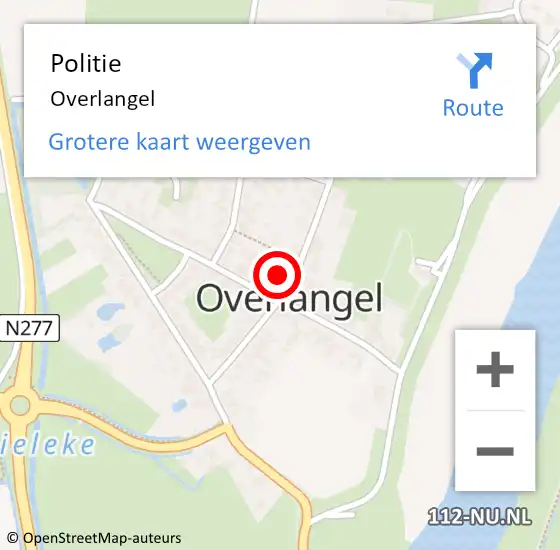 Locatie op kaart van de 112 melding: Politie Overlangel op 9 augustus 2017 06:37