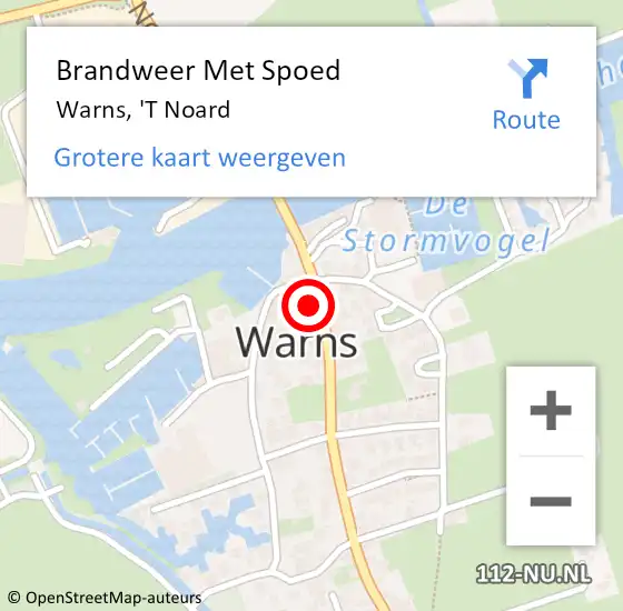 Locatie op kaart van de 112 melding: Brandweer Met Spoed Naar Warns, 'T Noard op 9 augustus 2017 07:06