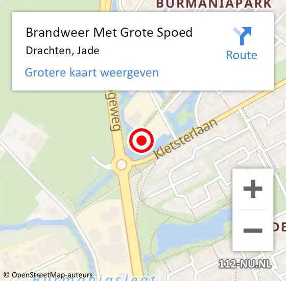 Locatie op kaart van de 112 melding: Brandweer Met Grote Spoed Naar Drachten, Jade op 9 augustus 2017 07:21