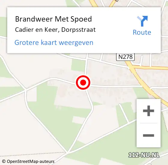 Locatie op kaart van de 112 melding: Brandweer Met Spoed Naar Cadier en Keer, Dorpsstraat op 9 augustus 2017 07:37