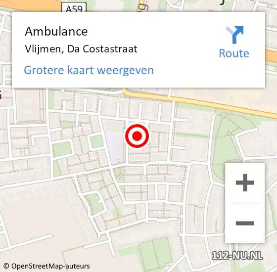 Locatie op kaart van de 112 melding: Ambulance Vlijmen, Da Costastraat op 9 augustus 2017 08:58