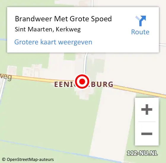 Locatie op kaart van de 112 melding: Brandweer Met Grote Spoed Naar Sint Maarten, Kerkweg op 9 augustus 2017 09:06