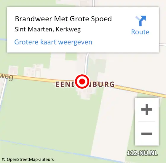 Locatie op kaart van de 112 melding: Brandweer Met Grote Spoed Naar Sint Maarten, Kerkweg op 9 augustus 2017 09:14