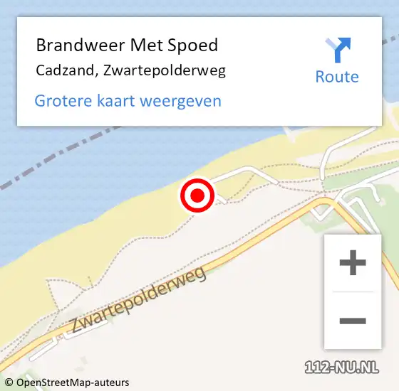 Locatie op kaart van de 112 melding: Brandweer Met Spoed Naar Cadzand, Zwartepolderweg op 9 augustus 2017 09:39