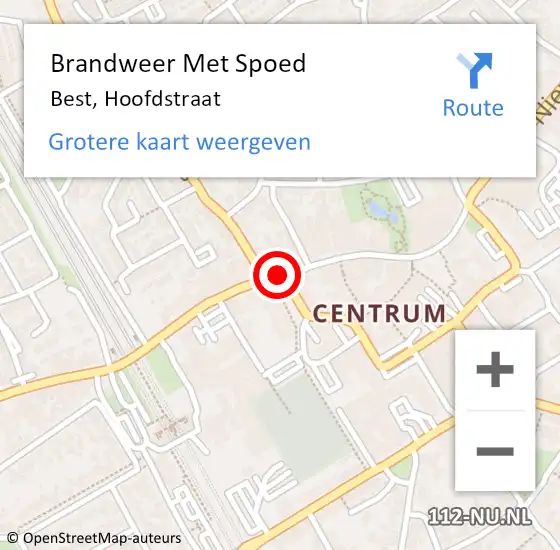 Locatie op kaart van de 112 melding: Brandweer Met Spoed Naar Best, Hoofdstraat op 9 augustus 2017 09:49