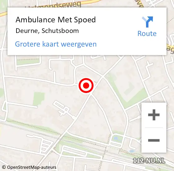 Locatie op kaart van de 112 melding: Ambulance Met Spoed Naar Deurne, Schutsboom op 9 augustus 2017 11:01