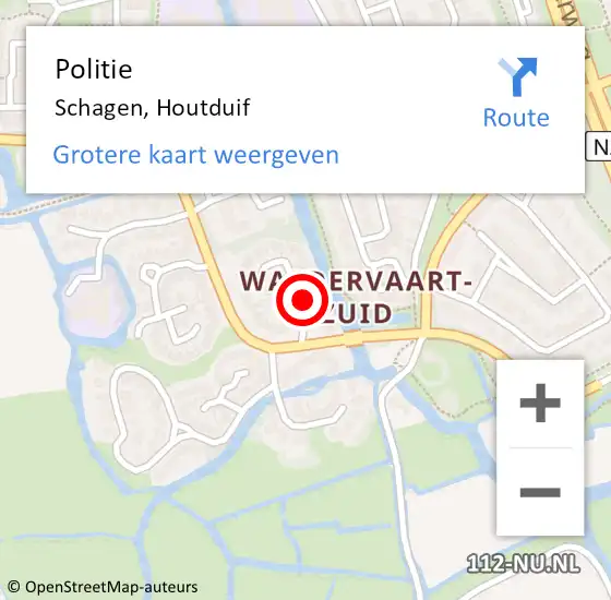 Locatie op kaart van de 112 melding: Politie Schagen, Houtduif op 9 augustus 2017 11:27