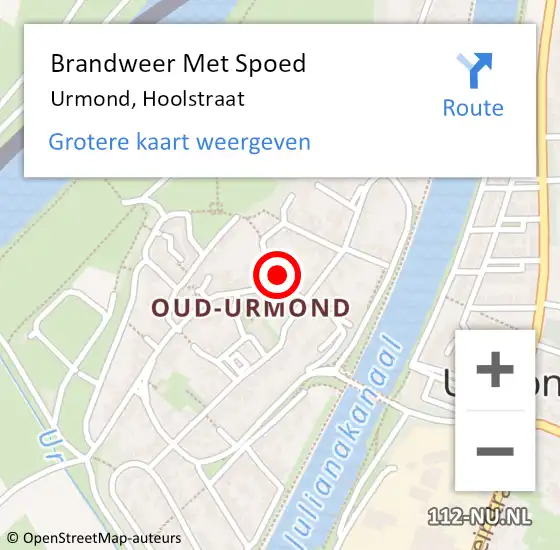 Locatie op kaart van de 112 melding: Brandweer Met Spoed Naar Urmond, Hoolstraat op 9 augustus 2017 11:28