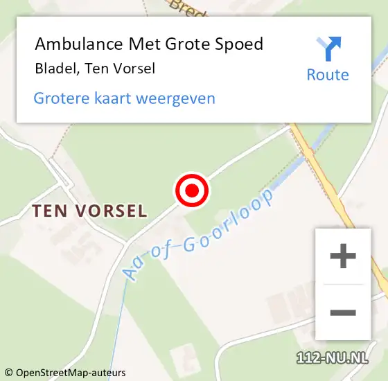 Locatie op kaart van de 112 melding: Ambulance Met Grote Spoed Naar Bladel, Ten Vorsel op 9 augustus 2017 12:42