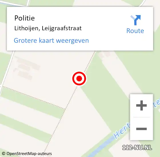 Locatie op kaart van de 112 melding: Politie Lithoijen, Leijgraafstraat op 9 augustus 2017 12:44