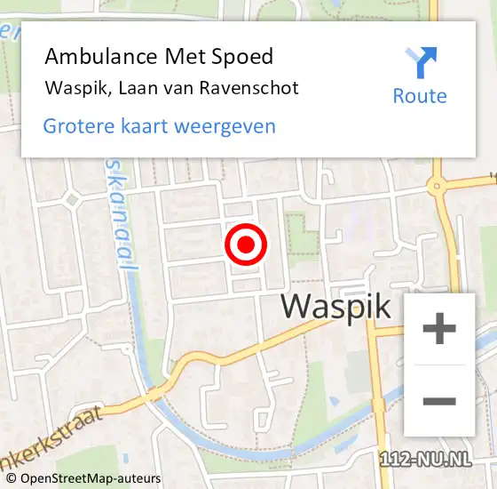 Locatie op kaart van de 112 melding: Ambulance Met Spoed Naar Waspik, Laan van Ravenschot op 9 augustus 2017 13:24