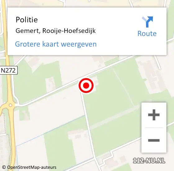 Locatie op kaart van de 112 melding: Politie Gemert, Rooije-Hoefsedijk op 9 augustus 2017 13:53