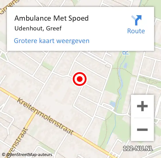 Locatie op kaart van de 112 melding: Ambulance Met Spoed Naar Udenhout, Greef op 9 augustus 2017 14:09