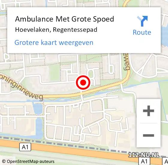 Locatie op kaart van de 112 melding: Ambulance Met Grote Spoed Naar Hoevelaken, Regentessepad op 9 augustus 2017 14:30